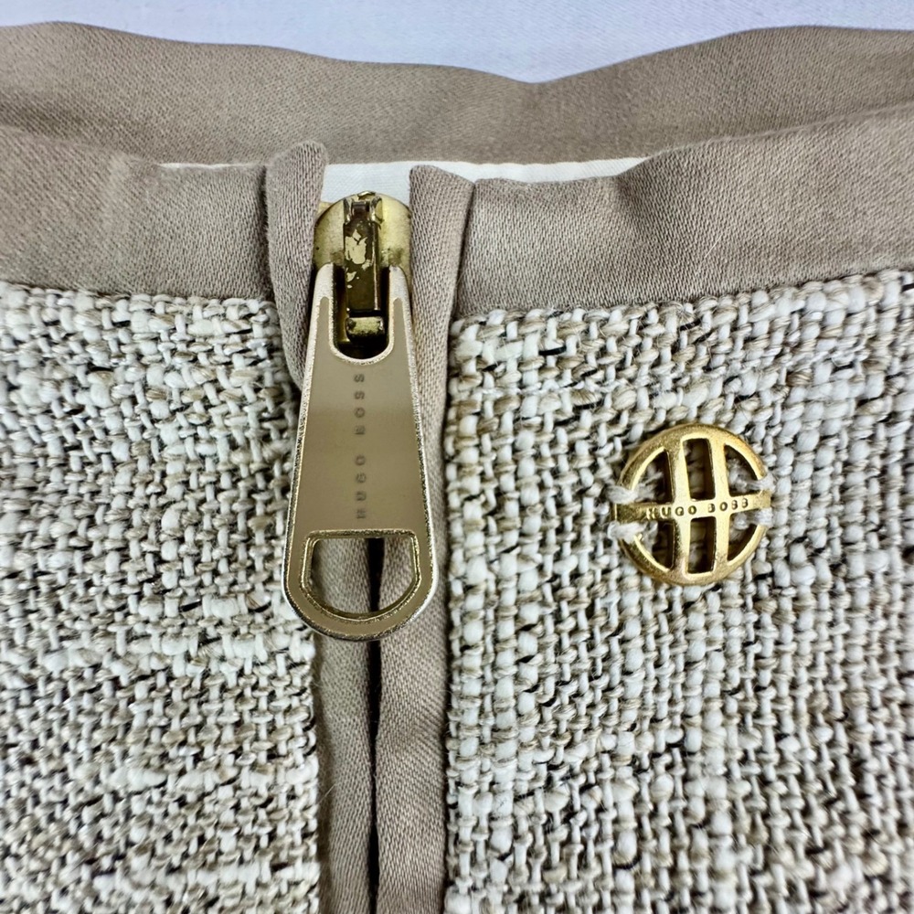 Hugo Boss Beige Textured Pencil Skirt Woven Boucle tweed style 4 - Picture 5 of 16